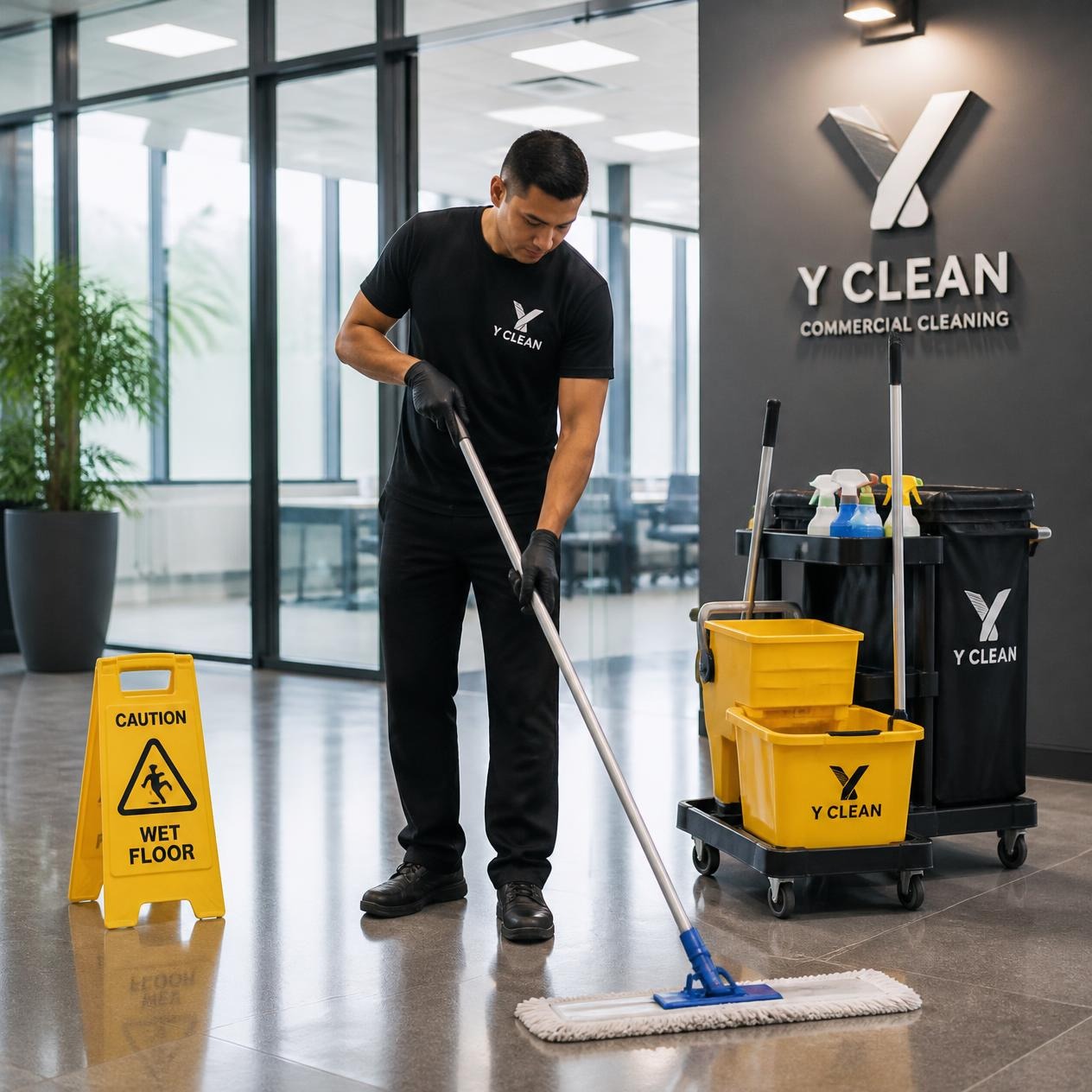 Nettoyage commercial Y CLEAN — bureaux, cliniques, commerces